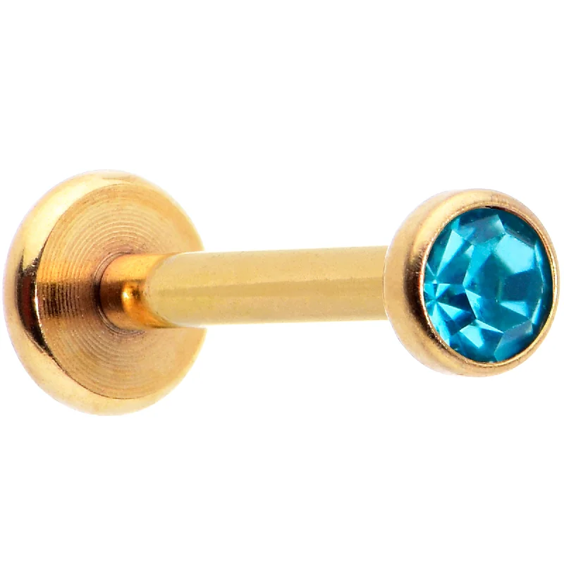 Bold Lip Rings for Confident Fashionistas16 Gauge 5/16 Blue Gem Gold Tone Threadless Labret Monroe Tragus