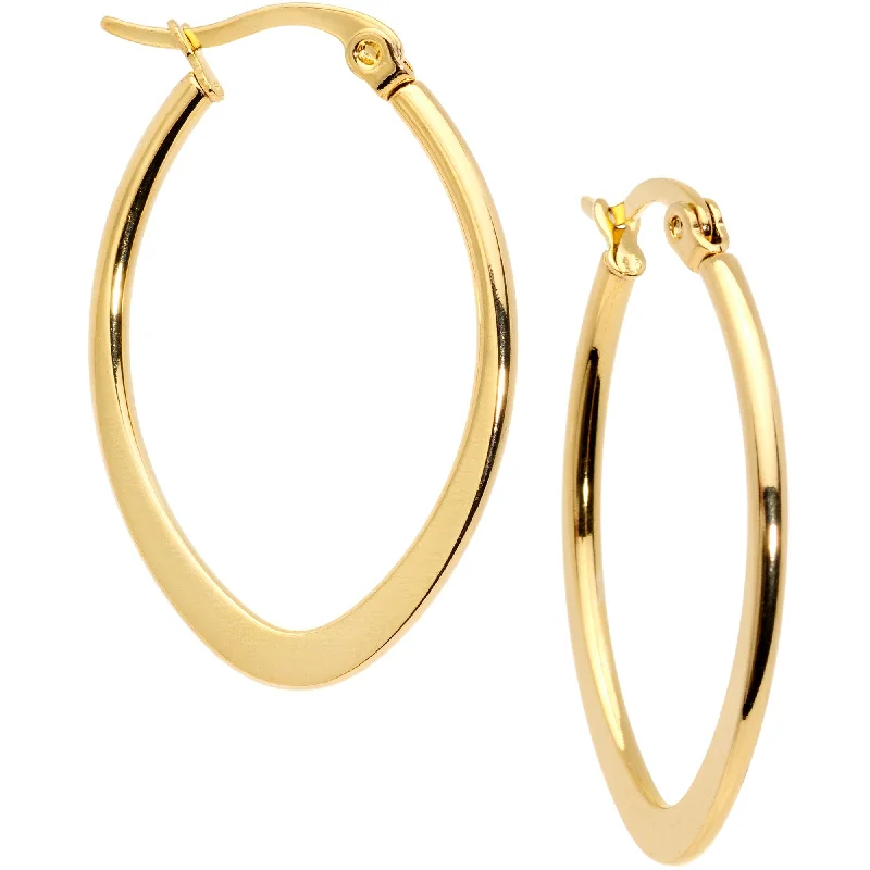 Women's Earrings – Elegant Designs for Every Personality--30mm Gold Tone PVD Stainless Steel Oval Hoop Earrings