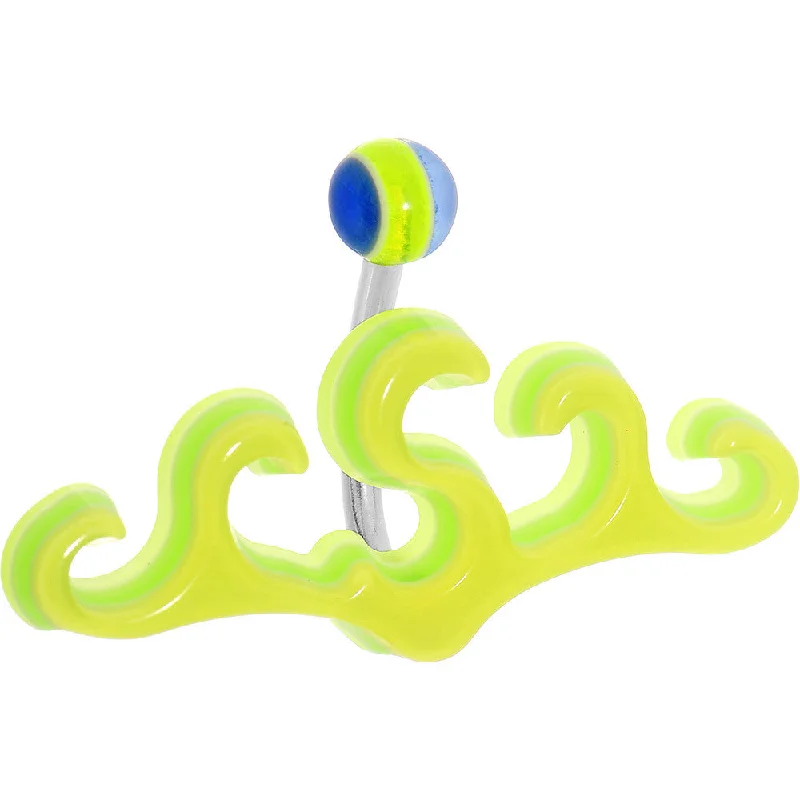 Stylish Belly Rings for Glamorous Look -Yellow Acrylic Multi Layered Tribal Ocean Waves Belly Ring Stylish Belly Rings for Glamorous Look -Yellow Acrylic Multi Layered Tribal Ocean Waves Belly Ring
