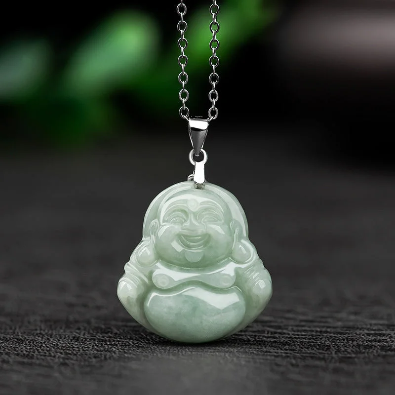 Shop Classic Women's Necklaces & Pendants with a Modern Twist-Buddha Stones 925 Sterling Silver Laughing Buddha Jade Blessing Necklace Chain Pendant Shop Classic Women's Necklaces & Pendants with a Modern Twist-Buddha Stones 925 Sterling Silver Laughing Buddha Jade Blessing Necklace Chain Pendant