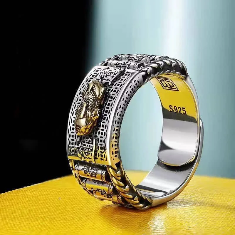 Chic Women's Rings for Fashion-Forward Looks-Buddha Stones Lucky FengShui PiXiu Wealth Prayer Wheels Couple Ring