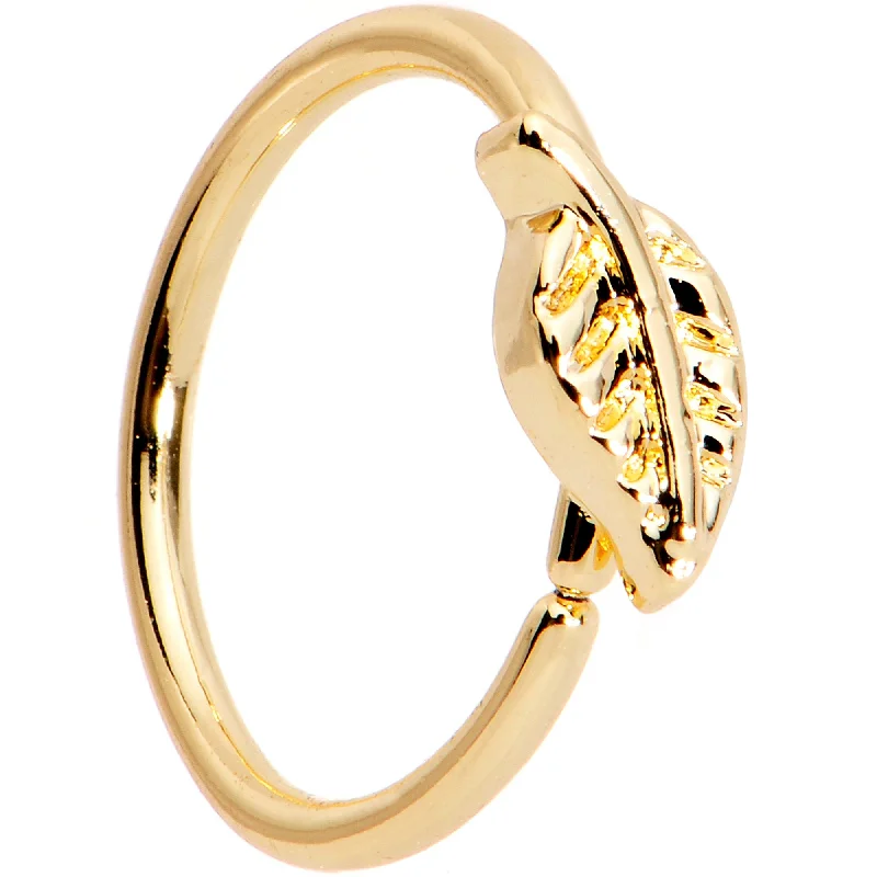 Unique Nose Rings with Creative Styles -20 Gauge 5/16 Gold PVD Little Leaf Seamless Circular Ring Unique Nose Rings with Creative Styles -20 Gauge 5/16 Gold PVD Little Leaf Seamless Circular Ring