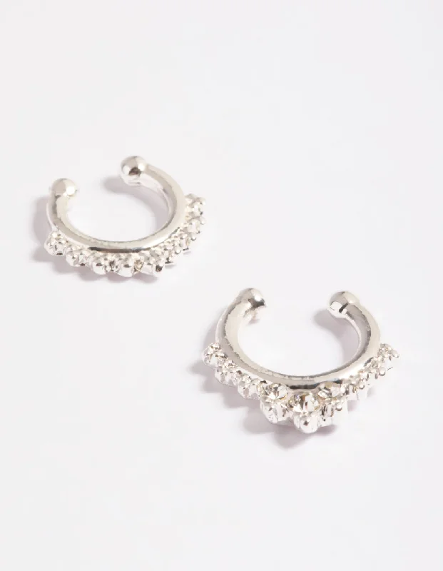 Women's Earrings – Elegant Designs for Every Personality--Silver Diamante Ball Septum Pack
