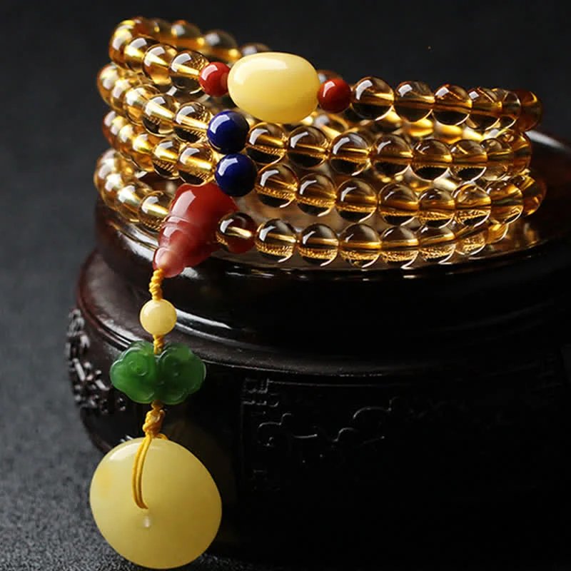 Men's Wooden Bracelets-108 Mala Beads Natural Citrine Amber Peace Buckle Red Agate PiXiu Protection Charm Bracelet Men's Wooden Bracelets-108 Mala Beads Natural Citrine Amber Peace Buckle Red Agate PiXiu Protection Charm Bracelet