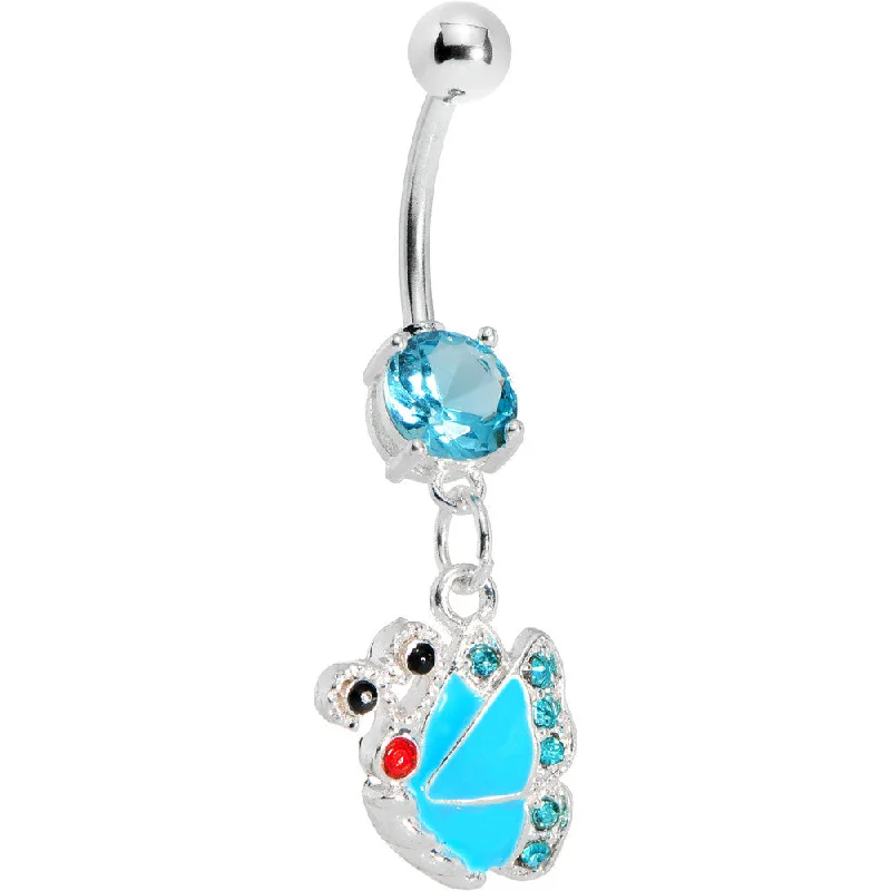 Stunning Belly Rings for Bold Statements -Blue Gem Shine Wing Butterfly Belly Ring