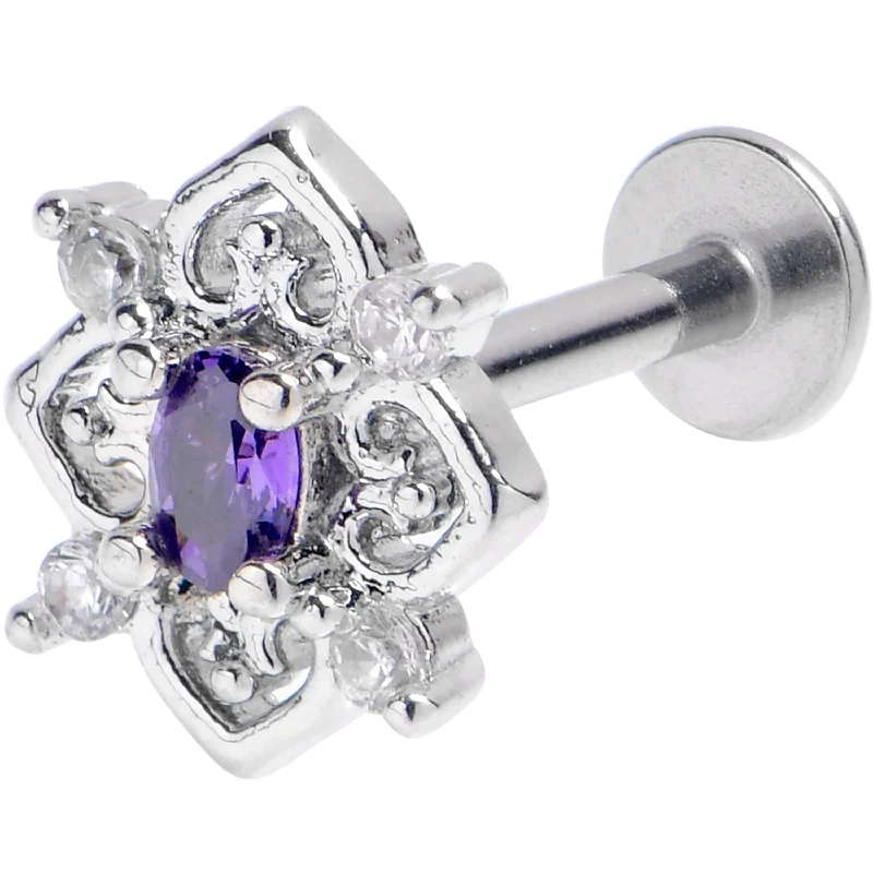 Lip Rings for Unique Fashion Statements16 Gauge 5/16 Purple Gem Lace Look Hearts Labret