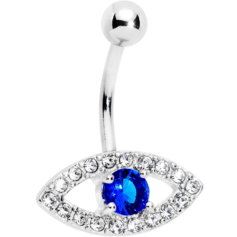 Comfortable Belly Rings for Exclusive Appeal -Clear Blue Gem Wholly Human Eye Belly Ring Comfortable Belly Rings for Exclusive Appeal -Clear Blue Gem Wholly Human Eye Belly Ring