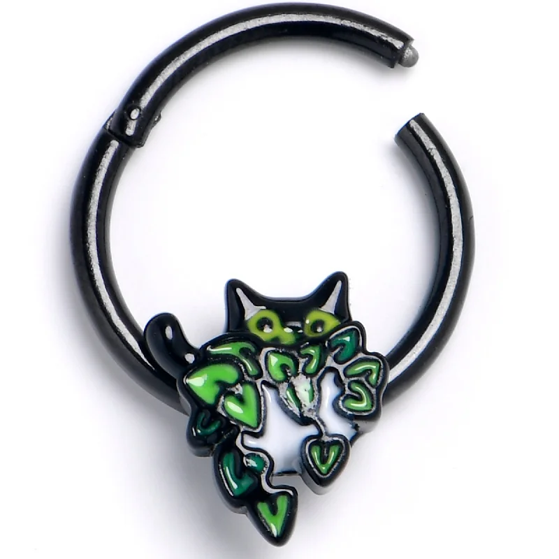 Women's Earrings – Elegant Designs for Every Personality--16 Gauge 3/8 Black Pouncing Cat Hinged Segment Ring