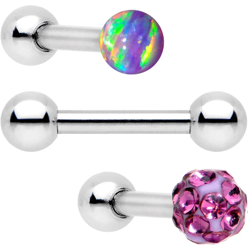 Women's Earrings – Elegant Designs for Every Personality--16 Gauge 1/4 Purple Faux Opal Ball Cartilage Tragus Earring 3 Pack Set Women's Earrings – Elegant Designs for Every Personality--16 Gauge 1/4 Purple Faux Opal Ball Cartilage Tragus Earring 3 Pack Set