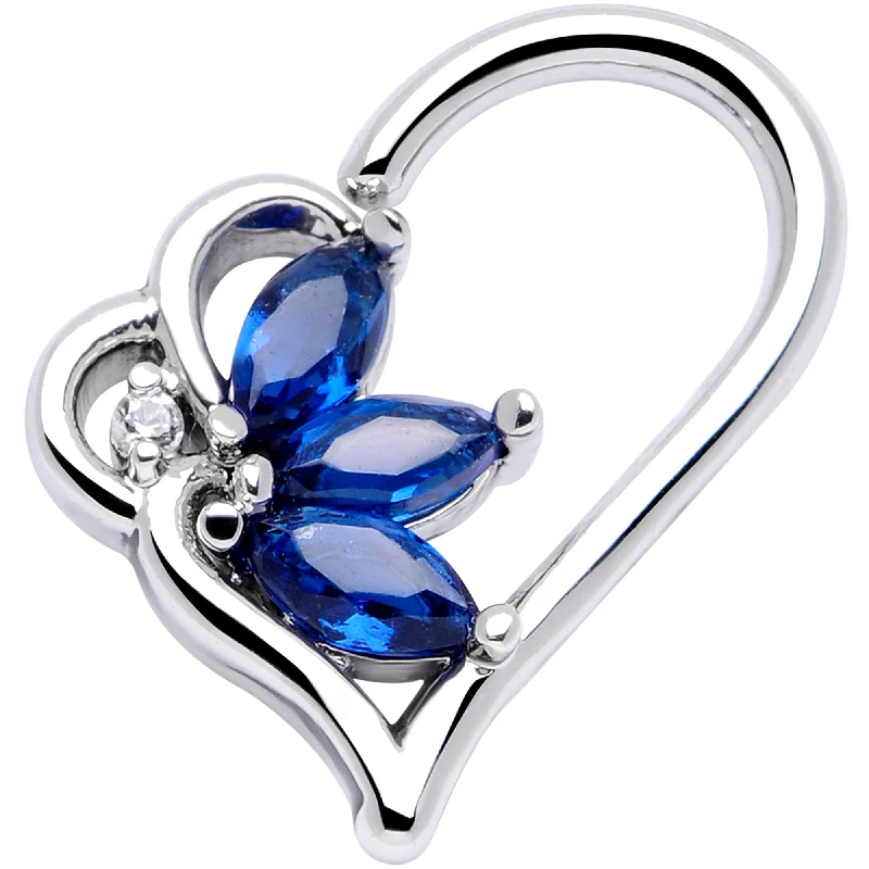 Women's Earrings – Elegant Designs for Every Personality--16 Gauge 3/8 Blue Gem Half Heart Right Ear Closure Ring Women's Earrings – Elegant Designs for Every Personality--16 Gauge 3/8 Blue Gem Half Heart Right Ear Closure Ring