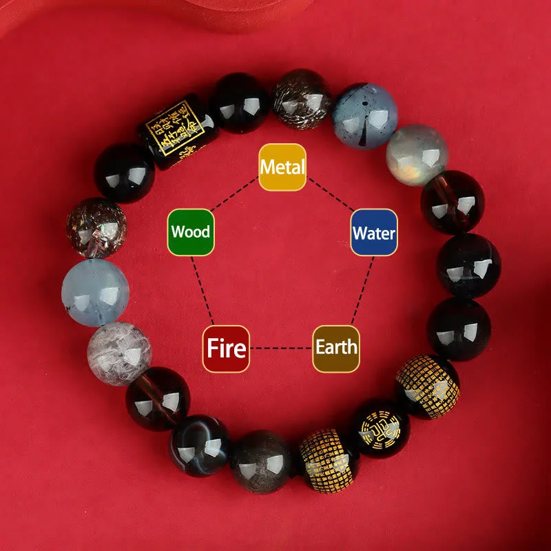 Black Bracelets for Men-Buddha Stones Five Elements God Of Wealth Various Crystal Agate Wealth Luck Bracelet Black Bracelets for Men-Buddha Stones Five Elements God Of Wealth Various Crystal Agate Wealth Luck Bracelet