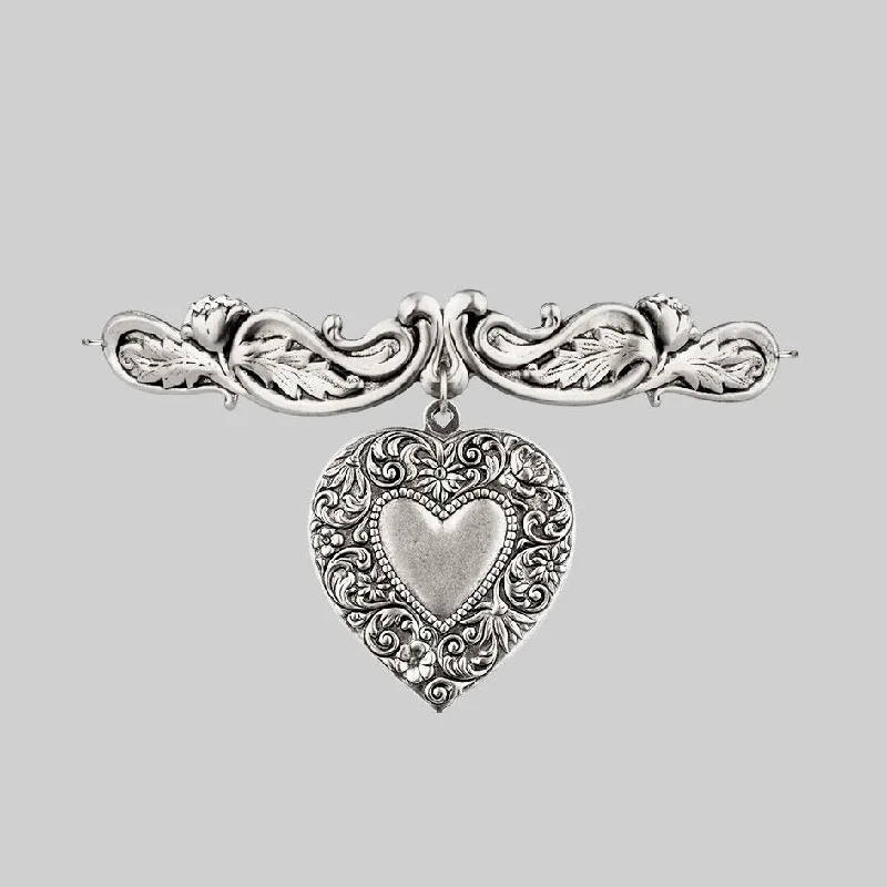 Shop Classic Women's Necklaces & Pendants with a Modern Twist-LOVE STRUCK. Ornate Heart Choker - Silver Shop Classic Women's Necklaces & Pendants with a Modern Twist-LOVE STRUCK. Ornate Heart Choker - Silver