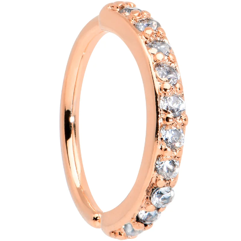 Nose Rings for Everyday Accessories -18 Gauge 5/16 Clear CZ Gem Rose Gold Tone Forward Facing Closure Ring Nose Rings for Everyday Accessories -18 Gauge 5/16 Clear CZ Gem Rose Gold Tone Forward Facing Closure Ring