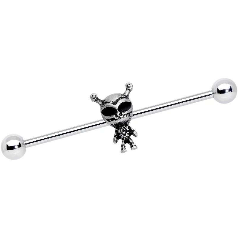 Women's Earrings – Elegant Designs for Every Personality--14 Gauge Sweet Black Eyed Alien Industrial Barbell 38mm Women's Earrings – Elegant Designs for Every Personality--14 Gauge Sweet Black Eyed Alien Industrial Barbell 38mm