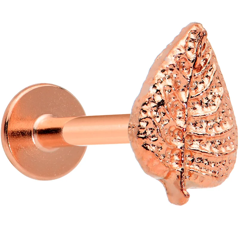 Custom Lip Rings for Exclusive Fashion16 Gauge 5/16 Rose Gold Tone Autumn Textured Leaf Labret Monroe Tragus