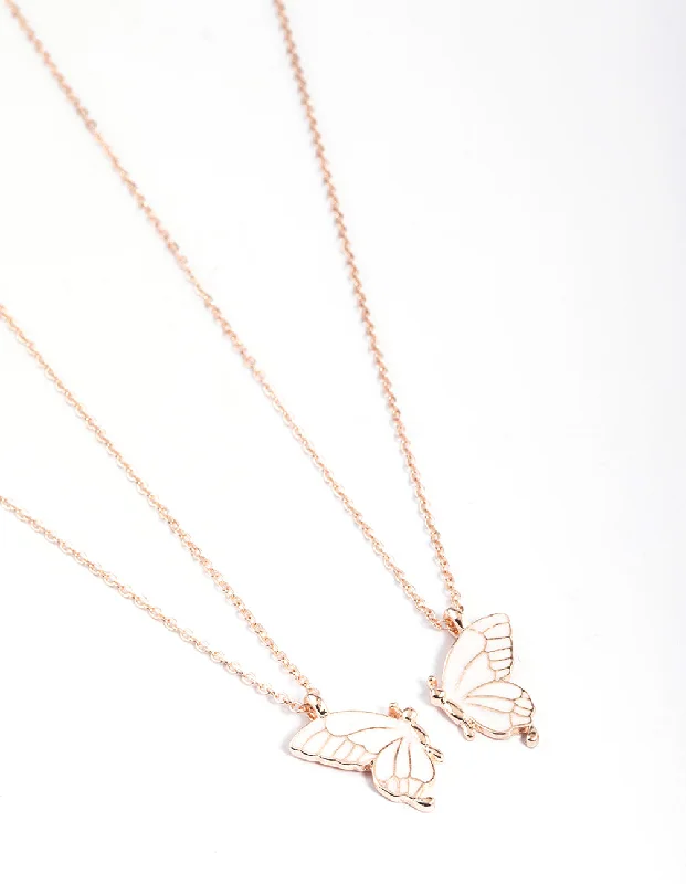 Shop Classic Women's Necklaces & Pendants with a Modern Twist-Rose Gold Best Friend Butterfly Necklace Pack Shop Classic Women's Necklaces & Pendants with a Modern Twist-Rose Gold Best Friend Butterfly Necklace Pack