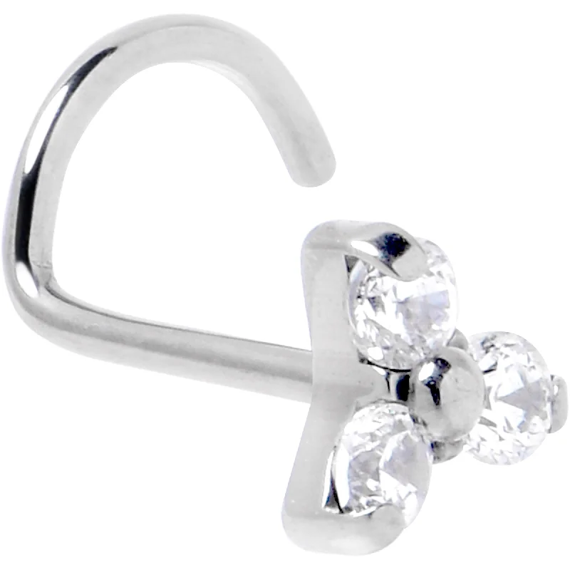 Nose Rings with Simple Designs -20 Gauge 1/4 ASTM Clear CZ Gem F-136 Titanium Threadless Left Nose Screw Nose Rings with Simple Designs -20 Gauge 1/4 ASTM Clear CZ Gem F-136 Titanium Threadless Left Nose Screw