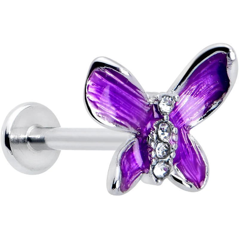 Lip Rings for Simple Piercings16 Gauge 5/16 Clear Gem Chunky Butterfly Purple Labret Monroe Tragus