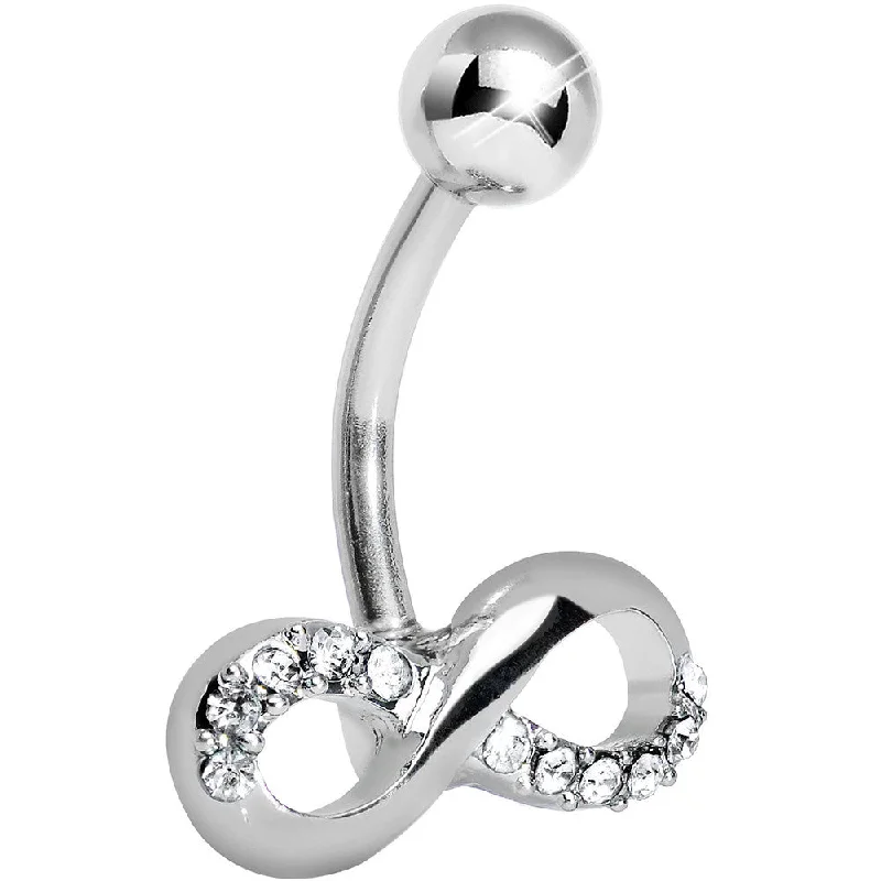 Belly Rings for Special Occasions -Infinity Symbol Clear Gem Belly Button Ring
