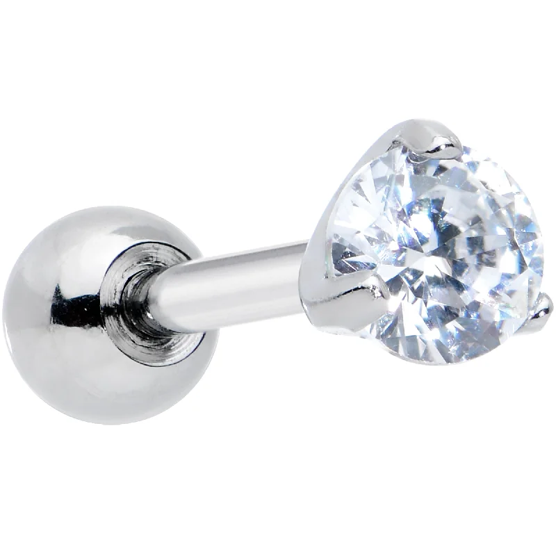 Women's Earrings – Elegant Designs for Every Personality--18 Gauge 1/4 Clear CZ Gem 3mm Round Cartilage Tragus Earring