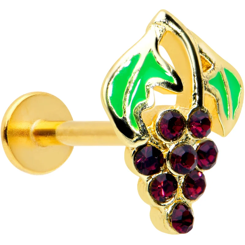 Comfortable Lip Rings with Adjustable Fit16 Gauge 5/16 Gold Tone Delicious Grapes Fruit Labret Monroe Tragus