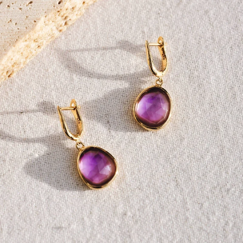 Women's Earrings – Elegant Designs for Every Personality--Deep Lavender Statement Earrings - Serendipity