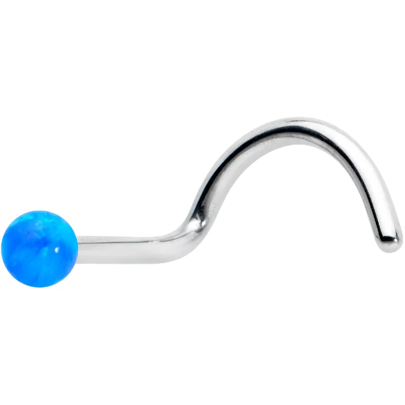 Nose Rings with Sparkling Stone Details -20 Gauge 1/4 Blue Synth Opal G23 Titanium Threadless Left Nose Screw Nose Rings with Sparkling Stone Details -20 Gauge 1/4 Blue Synth Opal G23 Titanium Threadless Left Nose Screw