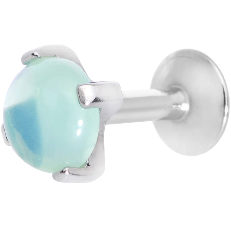 Simple Lip Rings for Clean Look16 Gauge 1/4 Green Jade Internally Threaded Labret Monroe Tragus