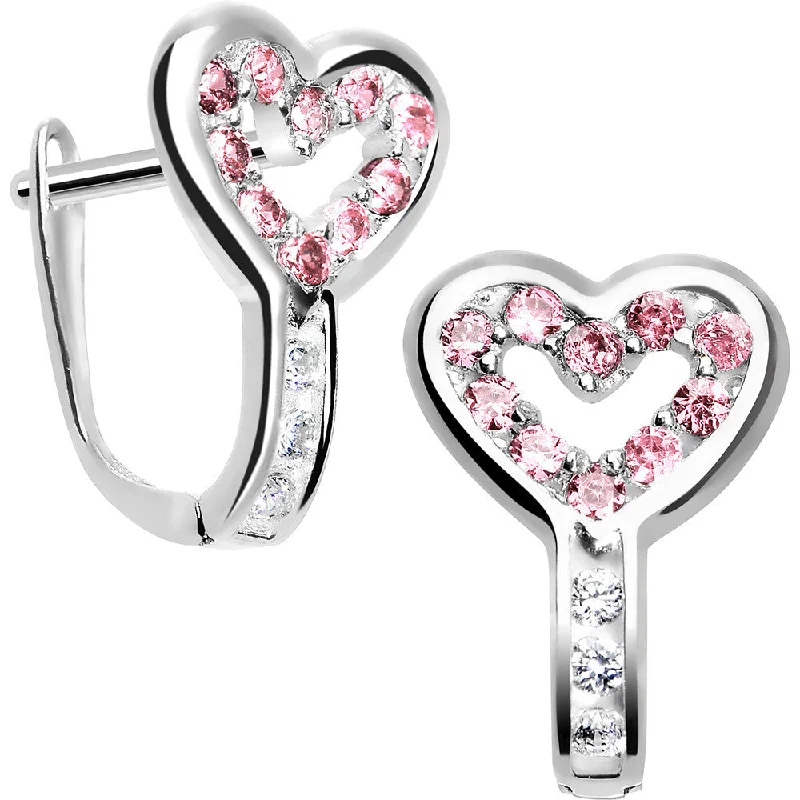 Women's Earrings – Elegant Designs for Every Personality--Sterling Silver Heart CZ June Birthstone Youth Leverback Earrings