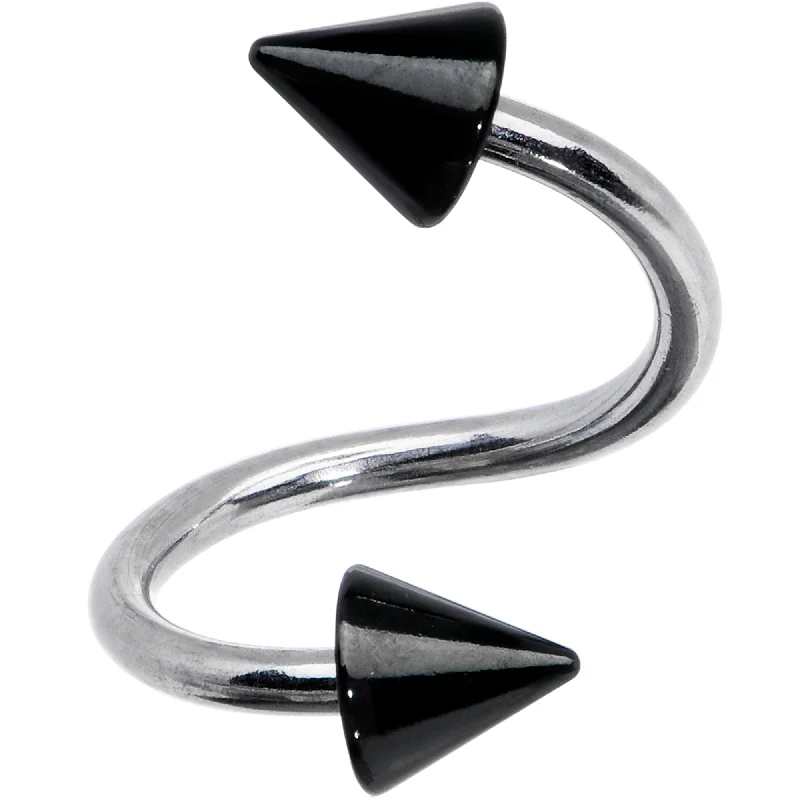 Women's Earrings – Elegant Designs for Every Personality--16 Gauge 3/8 Black Cone Ends Spiral Twister Eyebrow Ring