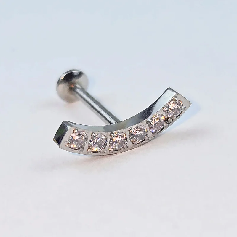 Comfortable Lip Rings for Casual Looks18 Gauge 1/4 CZ Stainless Steel Threadless Curved Push In Cartilage Labret Comfortable Lip Rings for Casual Looks18 Gauge 1/4 CZ Stainless Steel Threadless Curved Push In Cartilage Labret