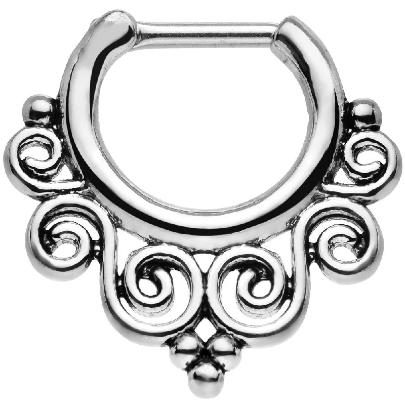 Nose Rings with Gold Finish -16 Gauge 1/4 Stainless Steel Swirling Dream Septum Clicker Nose Rings with Gold Finish -16 Gauge 1/4 Stainless Steel Swirling Dream Septum Clicker