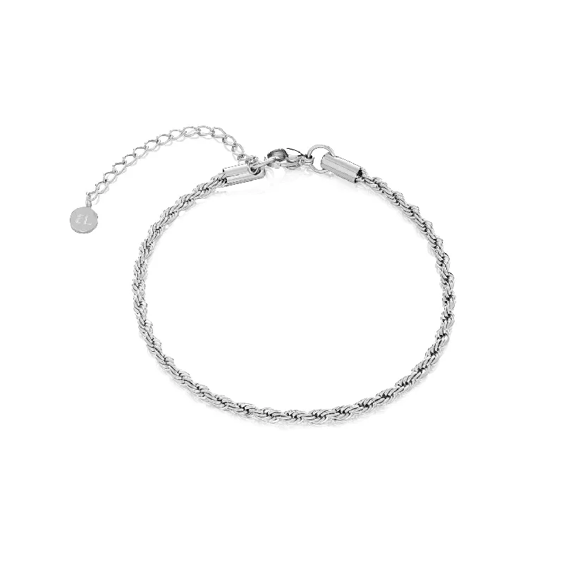 Chic Gemstone Bangles for Women-Small Rope Chain Bracelet (Silver)