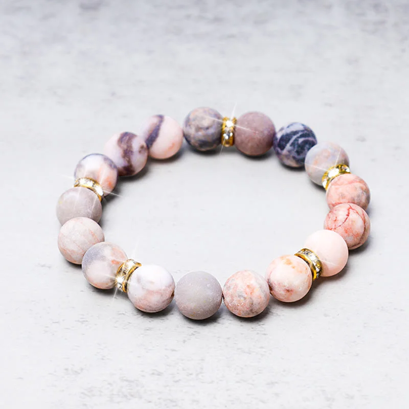 Simple Crystal Bangles for Women-Buddha Stones Anxiety Stress Healing Crystal Zebra Jasper Bead Bracelet Simple Crystal Bangles for Women-Buddha Stones Anxiety Stress Healing Crystal Zebra Jasper Bead Bracelet