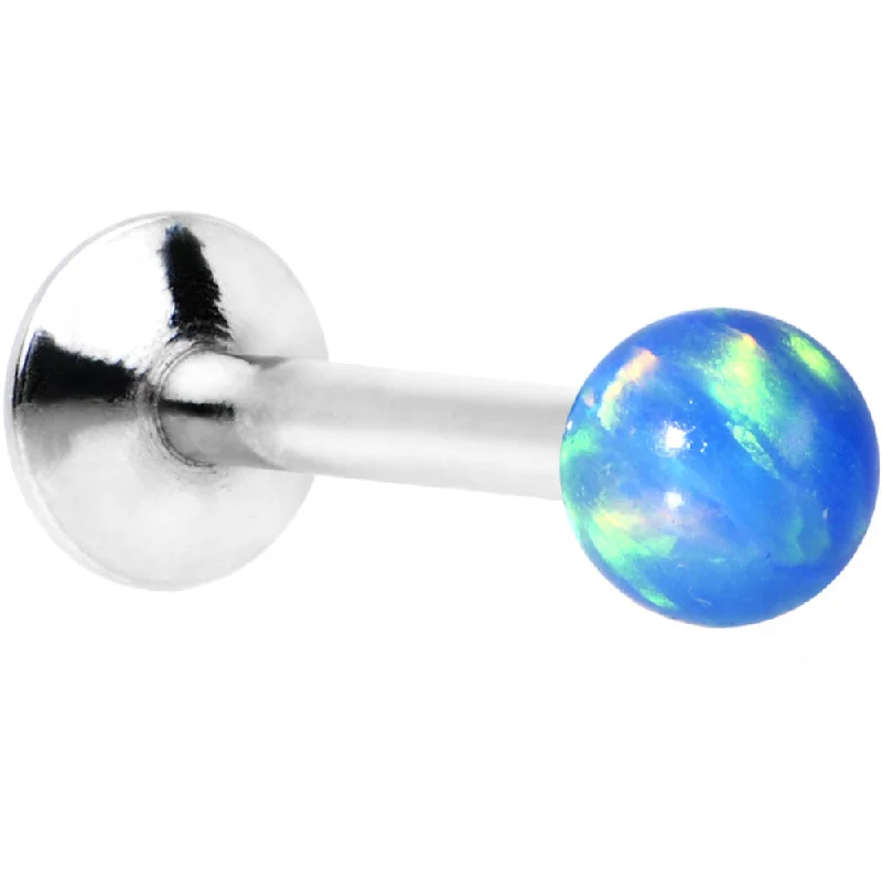 Women's Earrings – Elegant Designs for Every Personality--5/16 Steel 3mm Synthetic Blue Opal Internally Threaded Tragus Earring