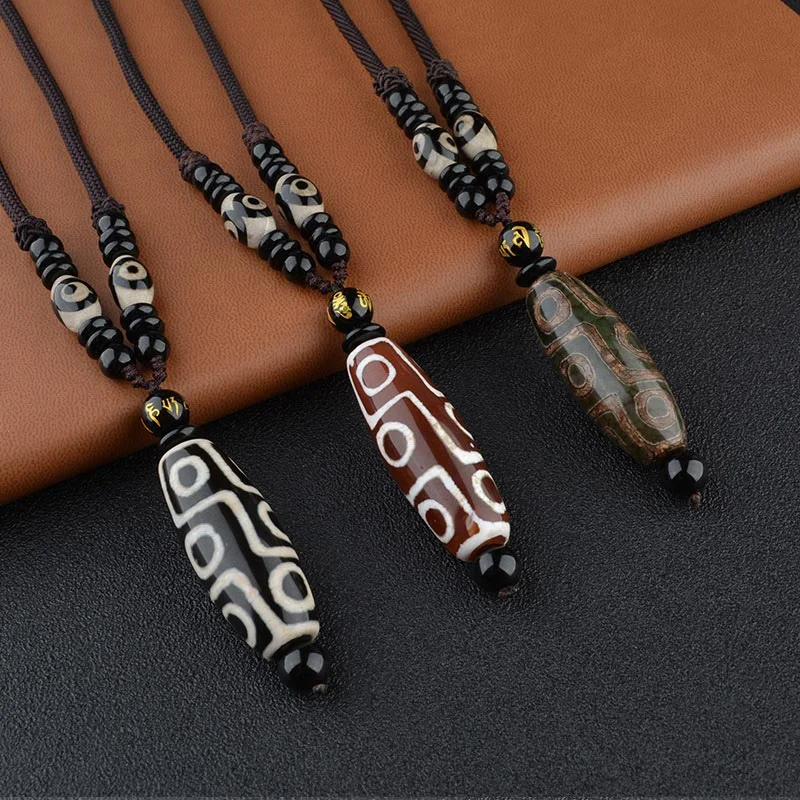 Shop Classic Women's Necklaces & Pendants with a Modern Twist-Buddha Stones Nine-Eye Dzi Bead Wealth Protection Necklace Shop Classic Women's Necklaces & Pendants with a Modern Twist-Buddha Stones Nine-Eye Dzi Bead Wealth Protection Necklace