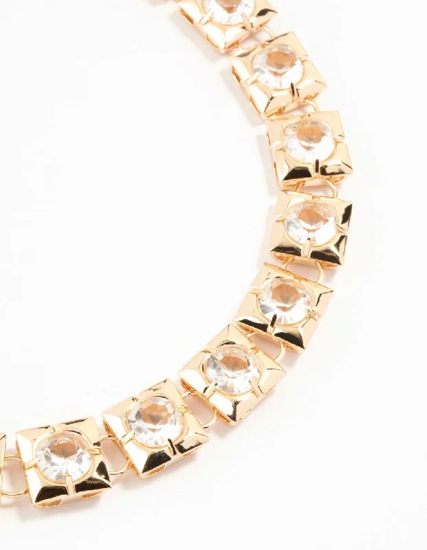 Shop Classic Women's Necklaces & Pendants with a Modern Twist-Gold Diamante Necklace Shop Classic Women's Necklaces & Pendants with a Modern Twist-Gold Diamante Necklace