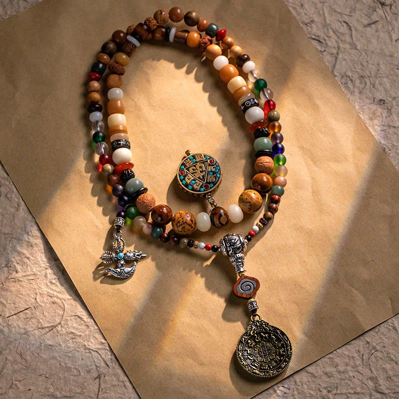 Leather Cuff Bracelets for Men-Buddha Stones Tibetan 108 Mala Beads Bodhi Seed Buddha Head Nine Palaces Eight Diagrams OM Wisdom Bracelet Leather Cuff Bracelets for Men-Buddha Stones Tibetan 108 Mala Beads Bodhi Seed Buddha Head Nine Palaces Eight Diagrams OM Wisdom Bracelet