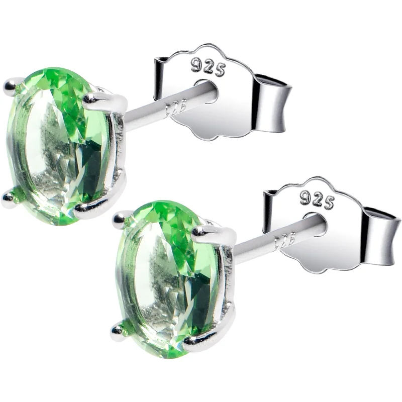 Women's Earrings – Elegant Designs for Every Personality--4mm CZ Oval 925 Sterling Silver August Birthstone Stud Earrings
