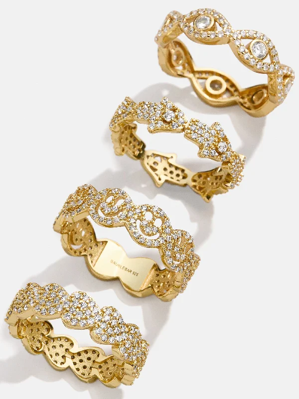 Chic Women's Rings for Fashion-Forward Looks-18K Gold Smiley Pavé Ring - Smiley Face Chic Women's Rings for Fashion-Forward Looks-18K Gold Smiley Pavé Ring - Smiley Face