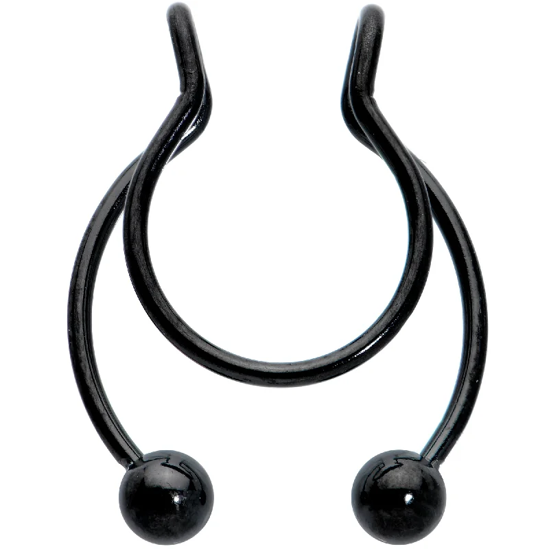 Designer Nose Rings -Black Horseshoe Ball Fake Septum Ring Nipple and Clip on Earring Designer Nose Rings -Black Horseshoe Ball Fake Septum Ring Nipple and Clip on Earring