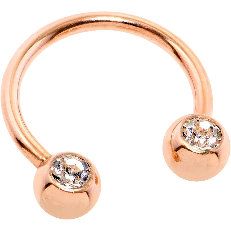 Beautiful Lip Rings for Every Occasion16 Gauge 3/8 Clear Gem Rose Gold IP Horseshoe Circular Barbell