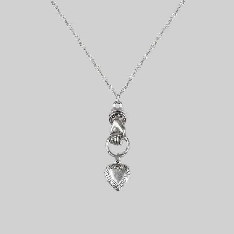 Shop Classic Women's Necklaces & Pendants with a Modern Twist-ALL OF ME. Hand Grasping Heart Necklace - Silver Shop Classic Women's Necklaces & Pendants with a Modern Twist-ALL OF ME. Hand Grasping Heart Necklace - Silver