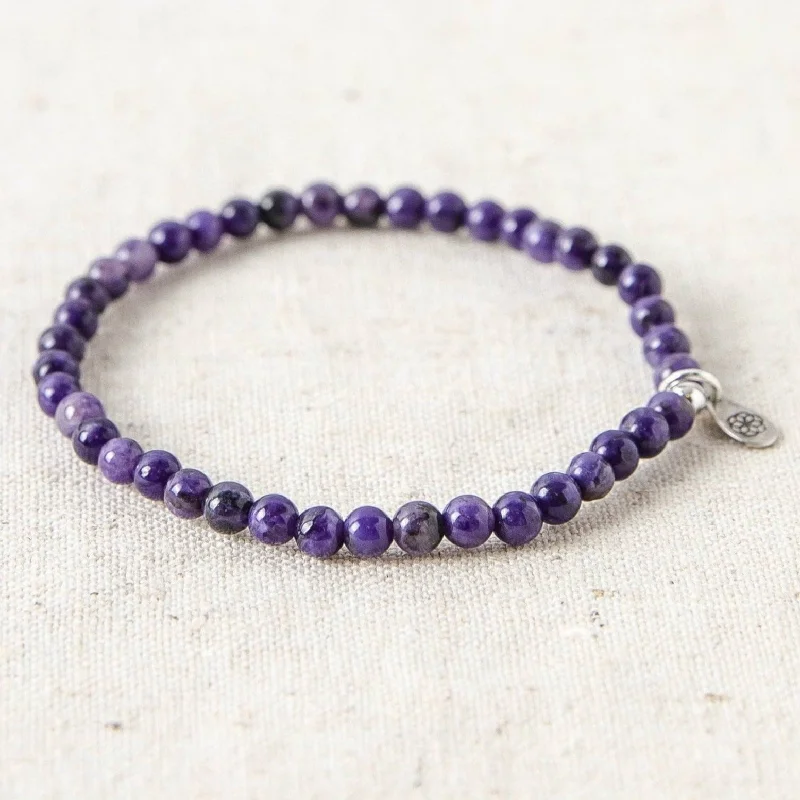 Bangles for Women with Floral Patterns-Charoite Energy Bracelet