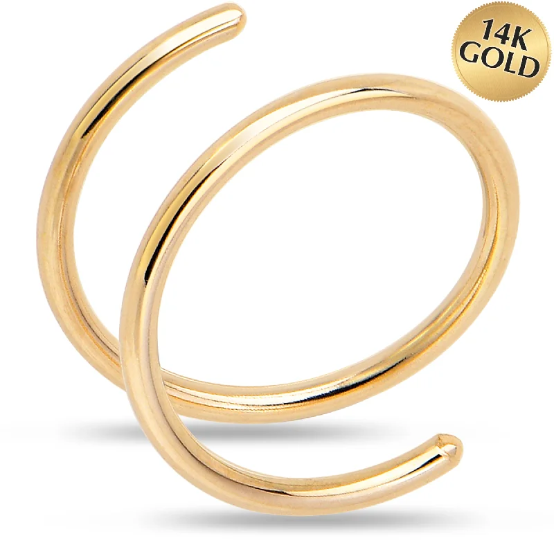 Custom Nose Rings -14k Solid Yellow Gold Double Hoop Nose Spiral Nose Ring (Select your Size) Custom Nose Rings -14k Solid Yellow Gold Double Hoop Nose Spiral Nose Ring (Select your Size)
