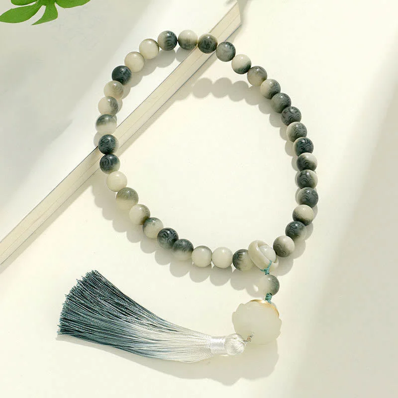 Bracelets with Black and Silver Accents for Men-Buddha Stones Natural Bodhi Seed Om Mani Padme Hum Lotus Carved Wisdom Wrist Mala Bracelets with Black and Silver Accents for Men-Buddha Stones Natural Bodhi Seed Om Mani Padme Hum Lotus Carved Wisdom Wrist Mala