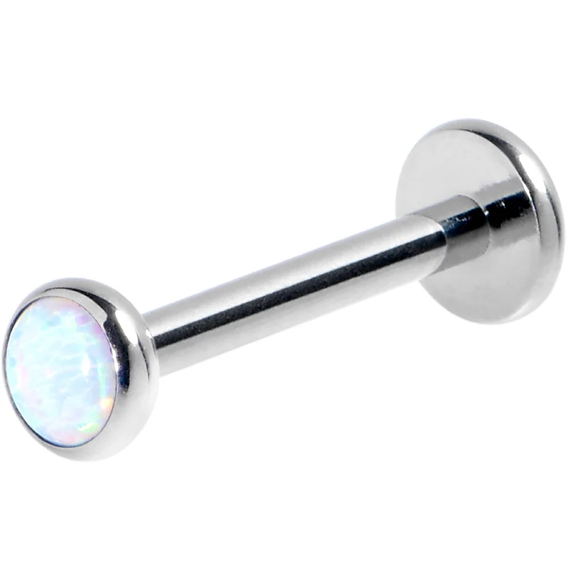 Women's Earrings – Elegant Designs for Every Personality--16 Gauge 3/8 White Synthetic Opal G23 Titanium Threadless Push In Labret