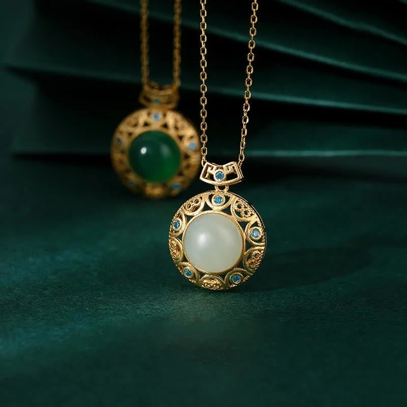 Shop Classic Women's Necklaces & Pendants with a Modern Twist-Buddha Stones 925 Sterling Silver Green Chalcedony Hetian White Jade Strength Necklace Pendant Shop Classic Women's Necklaces & Pendants with a Modern Twist-Buddha Stones 925 Sterling Silver Green Chalcedony Hetian White Jade Strength Necklace Pendant