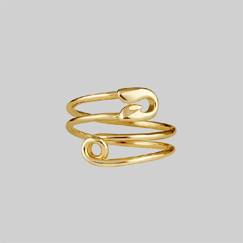 Chic Women's Rings for Fashion-Forward Looks-SOLENE. Safety Pin Wrap Ring - Gold