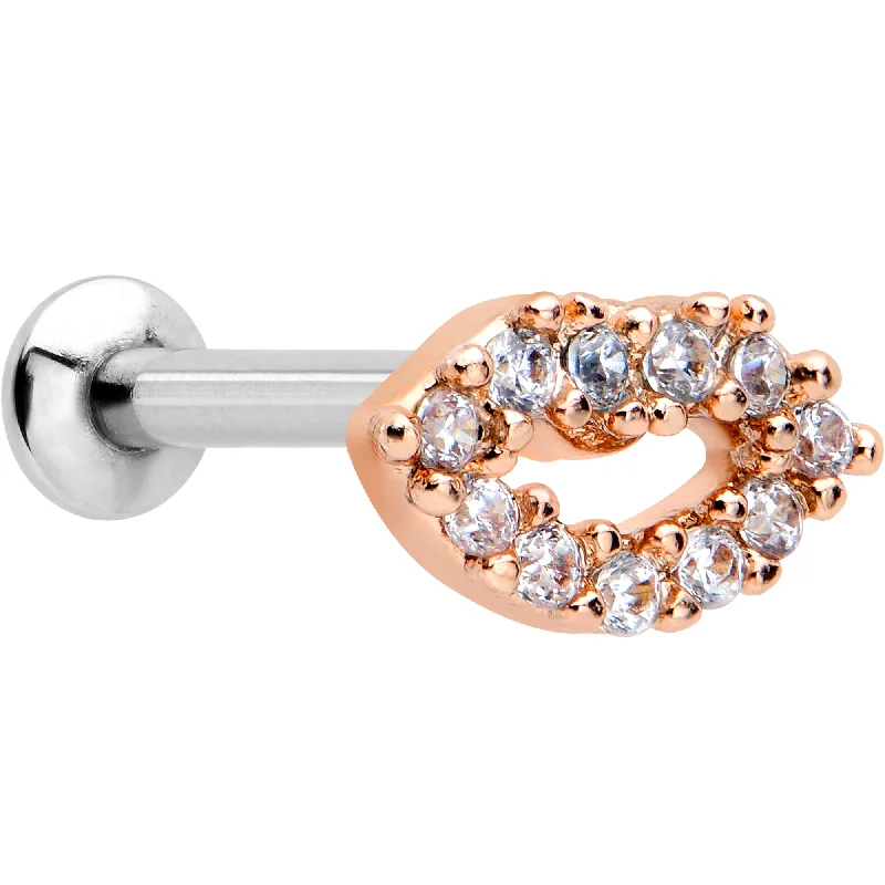 Trendy Lip Rings with Modern Style16 Gauge 5/16 Clear CZ Gem Kissy Lips Rosy Threadless Labret Tragus Trendy Lip Rings with Modern Style16 Gauge 5/16 Clear CZ Gem Kissy Lips Rosy Threadless Labret Tragus